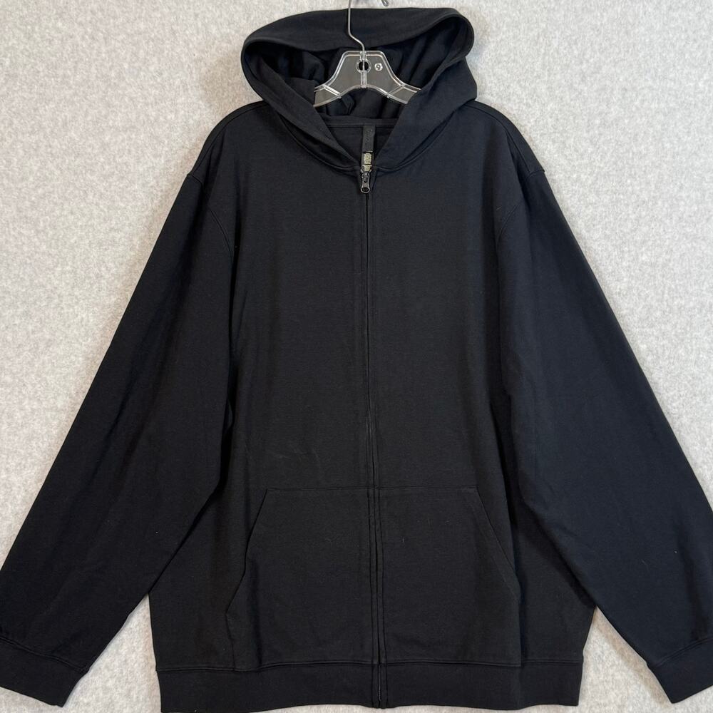 Skims Full Zip Jersey Hoodie Size XL Pockets Black Athleisure Lounge Activewear